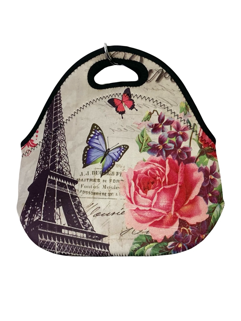 Nwot SCHUTT Bag 11x11x6 Multicolor Print Floral Butterfly Eiffel Tower